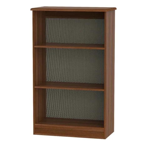 KNI092-BG-NW - Knightsbridge Black Gloss & Noche Walnut 2 Open Shelves Bookcase
