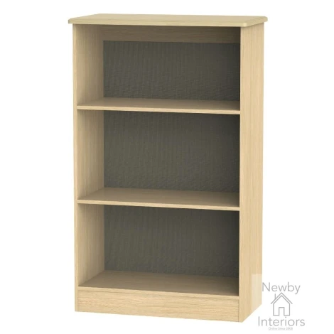 KNI092-BG-OK - Knightsbridge Black Gloss & Oak 2 Open Shelves Bookcase