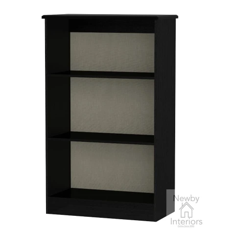 KNI092-CG-BM - Knightsbridge Cream Gloss & Black Matt 2 Open Shelves Bookcase