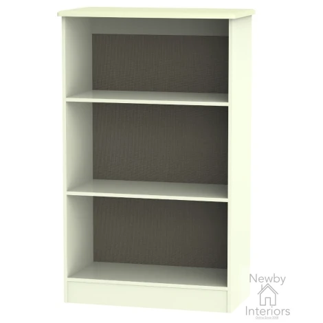KNI092-CG-CM - Knightsbridge Cream Gloss 2 Open Shelves Bookcase