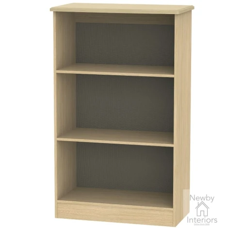 KNI092-CG-OK - Knightsbridge Cream Gloss & Oak 2 Open Shelves Bookcase
