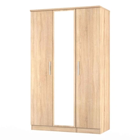 KNI137-BO-BO - Knightsbridge Bardolino Oak Triple Mirror Wardrobe