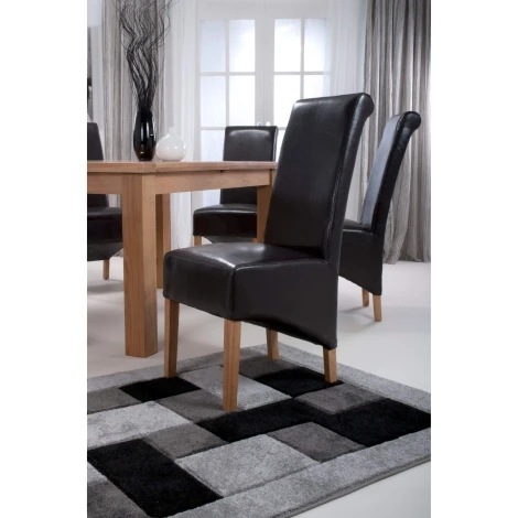 Krista Roll Back Bonded Leather Brown Dining Chair (Pair)