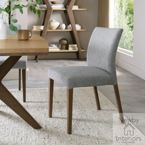 3049-09U-GRY - Kristen Oak & Light Weathered Oak - 2x Grey Fabric Upholstered Dining Chair