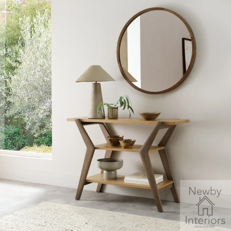 3049-19 - Kristen Oak & Light Weathered Oak - Console Table with Shelves
