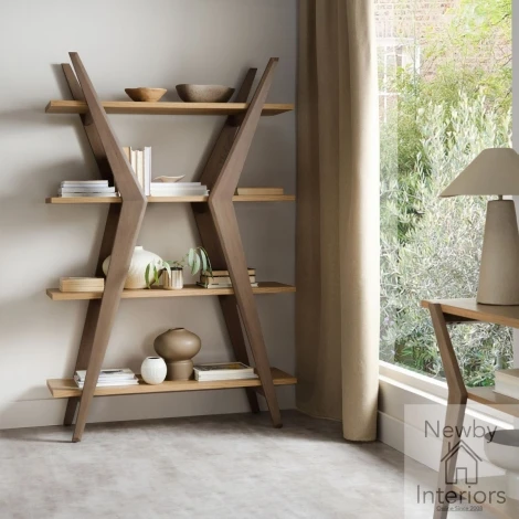 3049-27 - Kristen Oak & Light Weathered Oak - Open Display Unit with Shelves