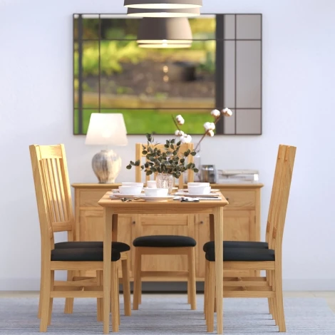 Saxon Oak - Fixed Top Square Dining Table 85cm/.85m - Clean Lacquer Finish