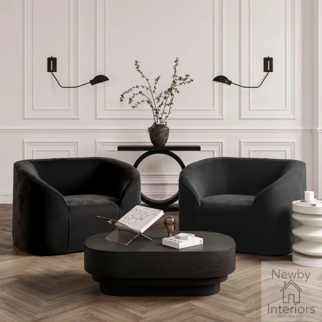 KUMBLACOF - Kuma Black Grain Wood Multi Layered Oval Coffee Table