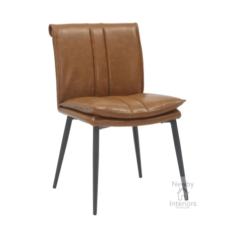 184-14-19-01-01 - Lansdowne Leather Effect Tan Dining Chair (Pair)