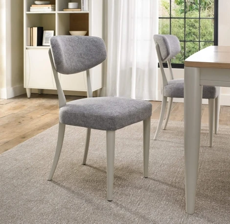 2807-09U-GRY - Larsen Soft Grey Fabric Upholstered Dining Chair (Pair)