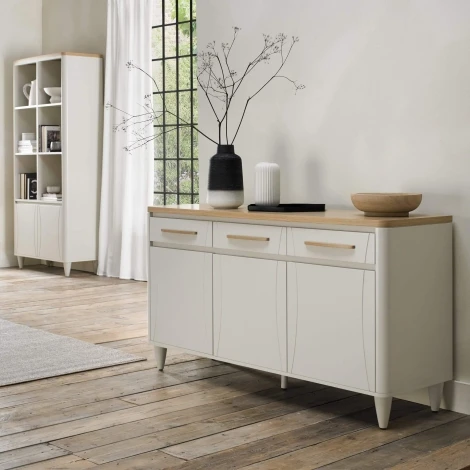 2807-15 - Larsen Soft Grey & Oak Sideboard 3 Doors 3 Drawers
