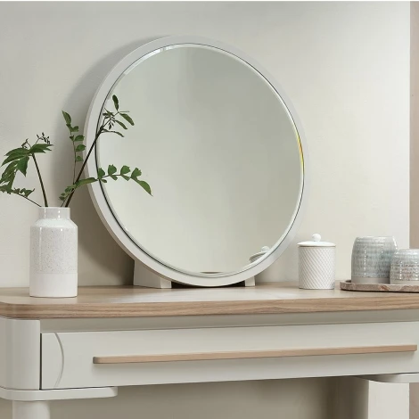 Larsen Soft Grey Round Dressing Table Mirror