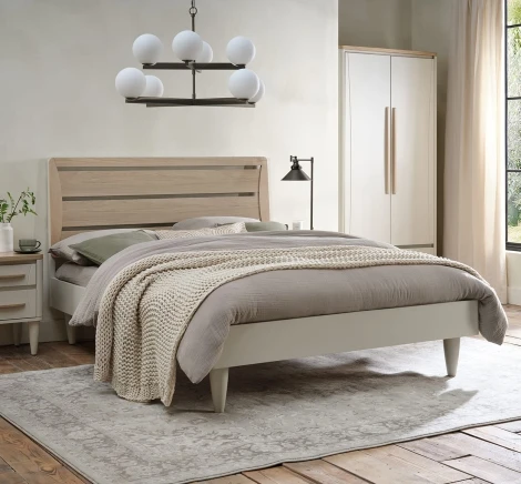 2807-54BD - Larsen Soft Grey & Oak Bed Frame King