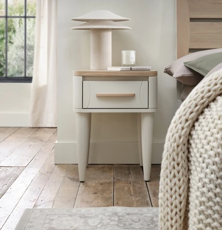 Larsen Soft Grey & Oak Bedside Table 1 Drawer