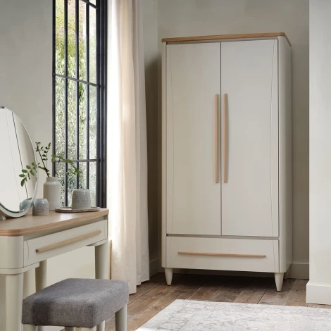 Larsen Soft Grey & Oak Wardrobe 2 Door 1 Drawer