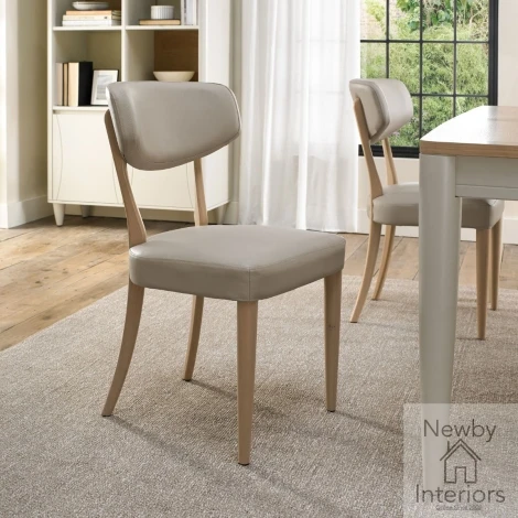 2808-09UB-IV - Larsen Scandi Oak Upholstered Dining Chair - Ivory Bonded Leather (Pair)