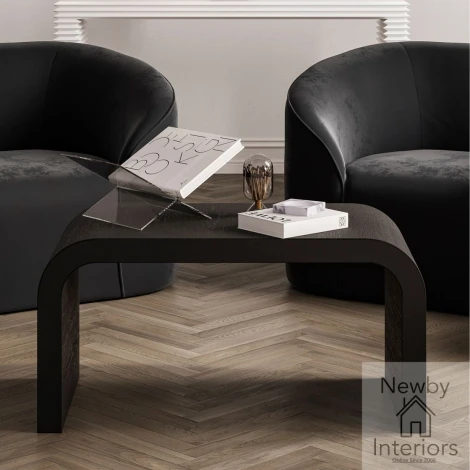 LAKBLACOF - Lake Black Wooden Curved Design Coffee Table