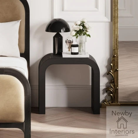 LAKBLASTB - Lake Black Wooden Curved Design Side Table