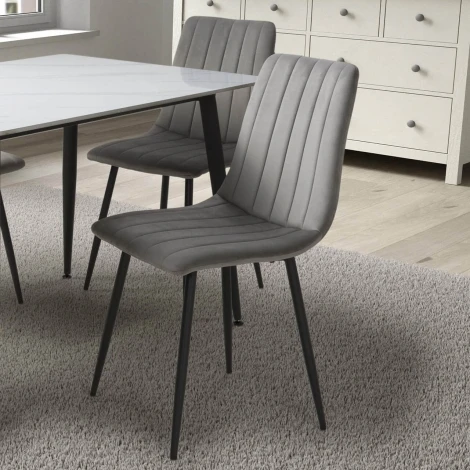 167-09-03-21-01 - Lisbon Brushed Velvet Grey Dining Chair (Set of 4)