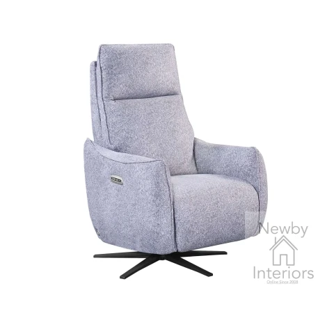 LIB-306E-GR - Libby Grey Fabric Swivel Electric Power Recliner with Star Base