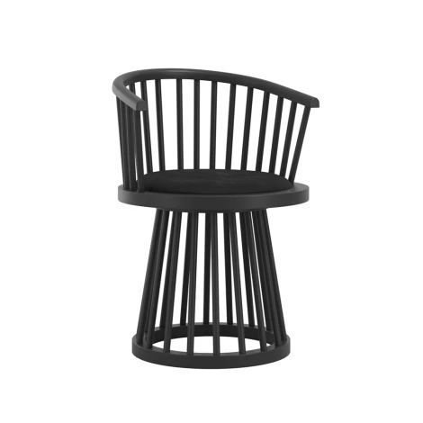 LINBLACHA - Lina Black Wood with Black Velvet Dining Chair