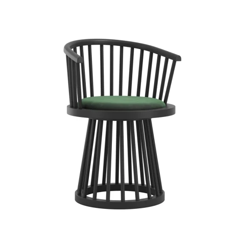 LINFOGCHA - Lina Black Wood with Forest Green Velvet Dining Chair