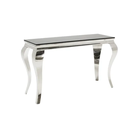 1.4-LOUCON-BM - Louis Black Marble & Chrome Console Table (140cm)
