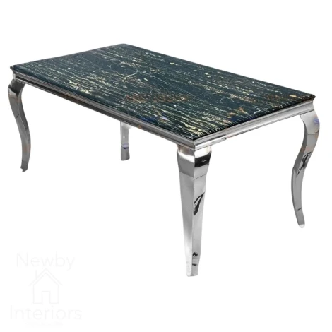 2-LDT-BLKGLDM - Louis Black Marble & Gold Dining Table (200cm)