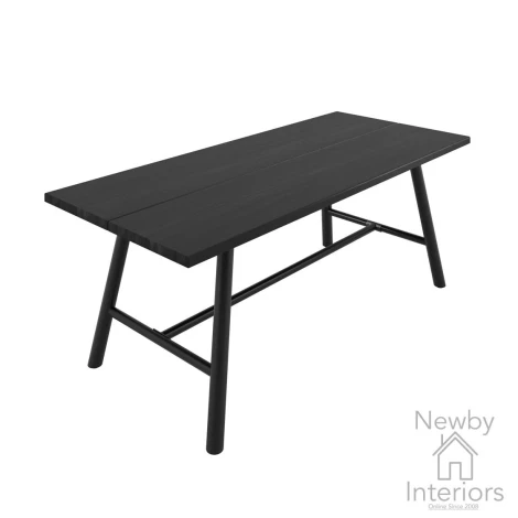 LOUBLADIN* - Louie Matte Black Wooden 2m Large Dining Table with Metal Legs
