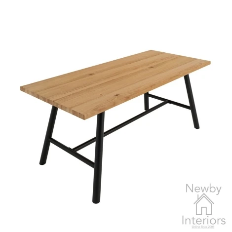 LOUTAWDIN* - Louie Matte Tawny Textured Wooden 2m Large Dining Table with Metal Legs