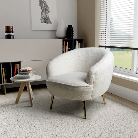 171-08-07-11-01 - Lucia Boucle Vanilla White Tub Chair