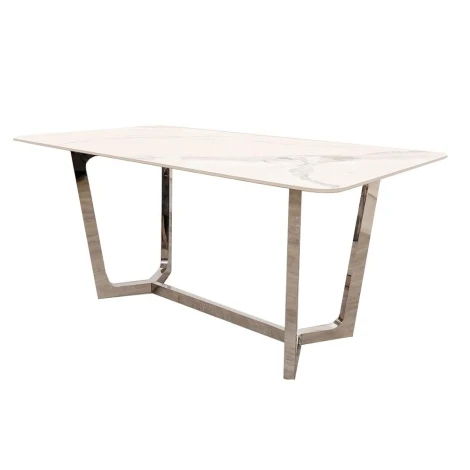 DT-LUCIEN-POLWHT-1.6 - Lucien Polar White Sintered Stone Top Dining Table (160cm)