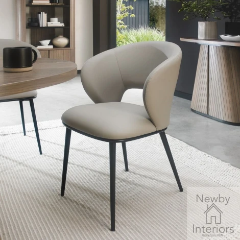 H1090-09-PGR - Luca - Grey Faux Leather Chair with Matt Black Legs (Pair)