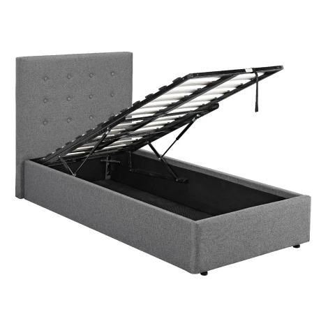 Lucca Grey Linen Ottoman Single Bed