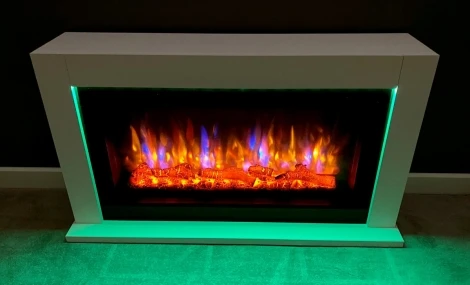 Lumley LED Ambiance - 48" White Electric Fireplace Suite - 2kW