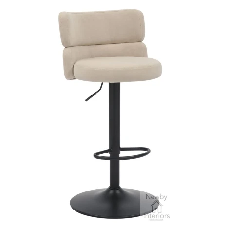 216-09-08-01-01 - Mason Brushed Velvet Cream/Black Bar Stool (Pair)