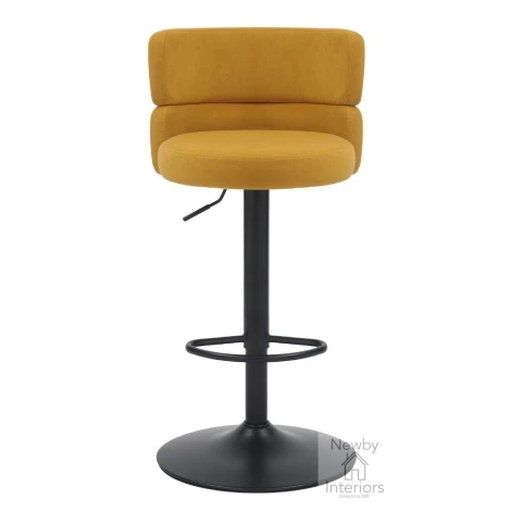 216-09-15-01-01 - Mason Brushed Velvet Mustard/Black Bar Stool (Pair)