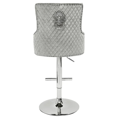 Majestic Shimmer Velvet, Silver Lion Knocker Stool