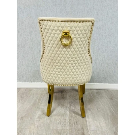 DC1501 - Majestic Mink Velvet, Gold Round Knocker Chair (Pair)