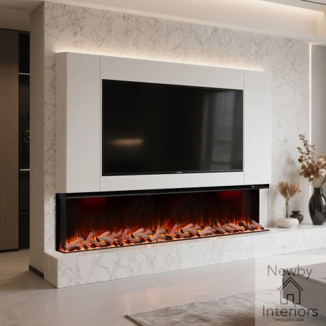 EF-615-72 - Maison 72" Media Wall Electric Fire | 3-Sided Panoramic UHD LED | Smart WiFi & Customisable Flames