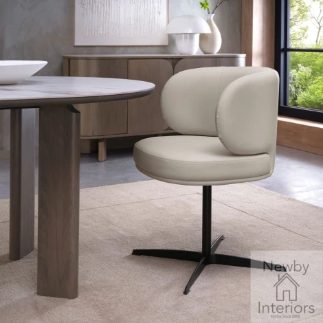 H2050-09-FIV - Marcel - 360° Swivel Chair in a Ivory Faux Leather with Black Legs (Pair)
