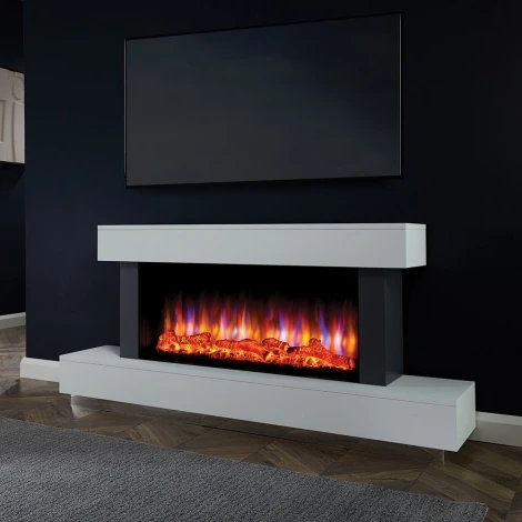 Madison - 59" Black & White Electric Fireplace Suite - 2kW