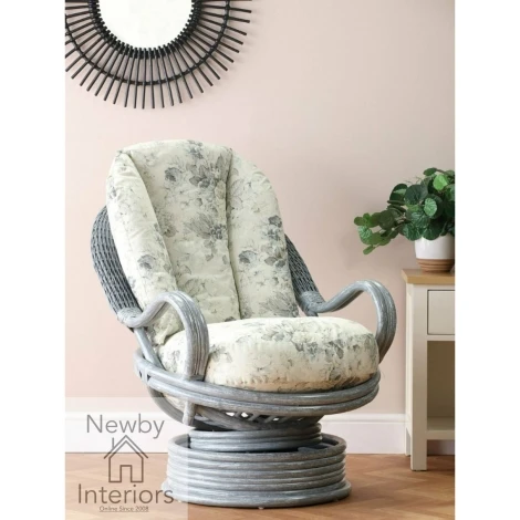Madrid Deluxe Arm Rocker GW - Madrid Grey Wash, Cane Deluxe Arm Swivel Rocker Chair