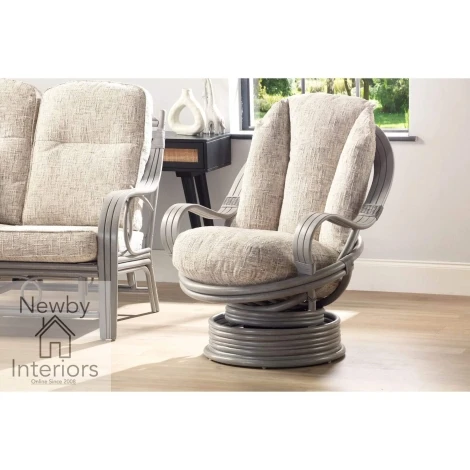Madrid Grey Wash, Cane Laminated Arm Swivel Rocker Chair