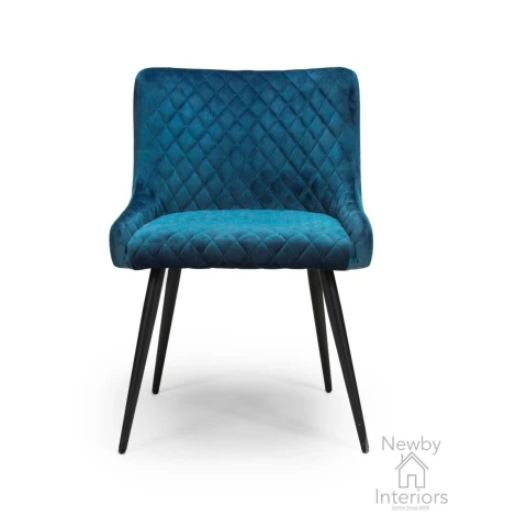 MAL-111-BL - Malmo Blue Fabric Dining Chair with Metal Legs (Pair)