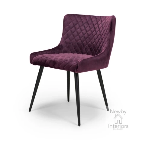 MAL-111-MU - Malmo Mulberry Fabric Dining Chair with Metal Legs (Pair)