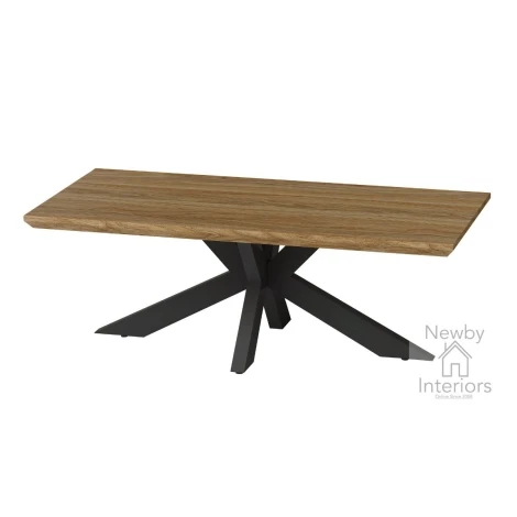 Manhattan Light Walnut Wooden Top Coffee Table with Metal Legs 