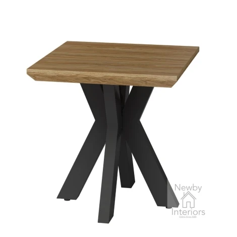 MAN-008-LW - Manhattan Light Walnut Wooden Top End / Lamp Table with Metal Legs