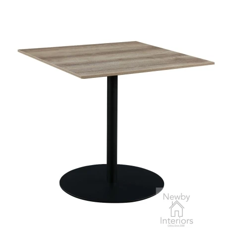 Manhattan Oak Effect Wooden Top .8m Small Square Dining Table with Black Pedestal Base