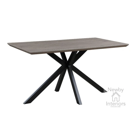 MAN-140-GR - Manhattan Grey Marble Effect 1.4m Medium Dining Table with Metal Legs